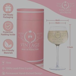 New Vintage 1964 Birthday Gift for Her Wine Clear Glass 16onz 7.7inc